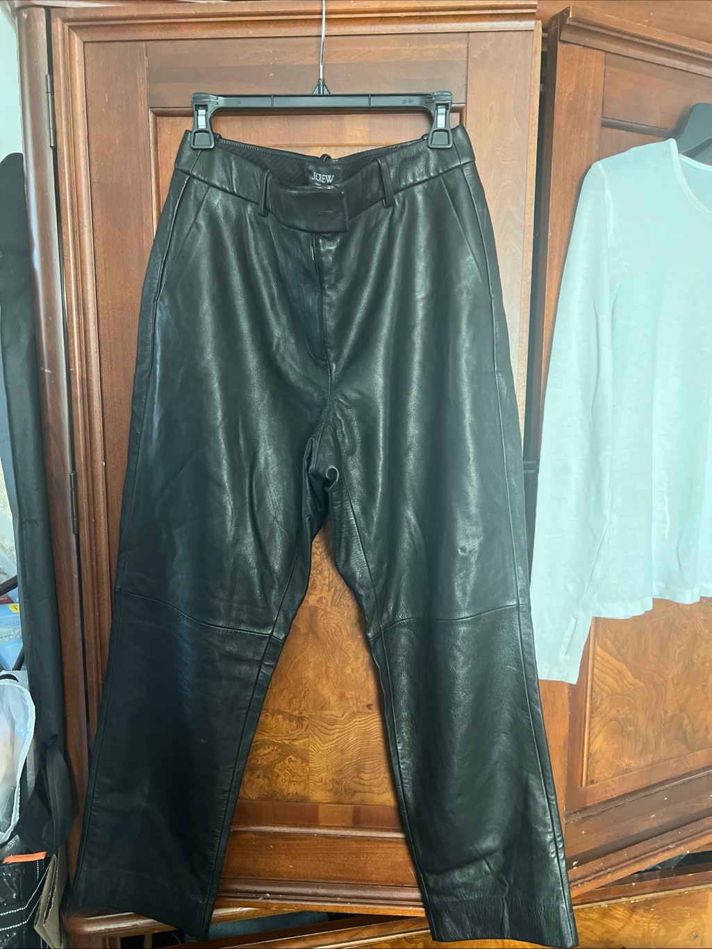 J. Crew Collection Black Leather Straight-Leg Leather Pants